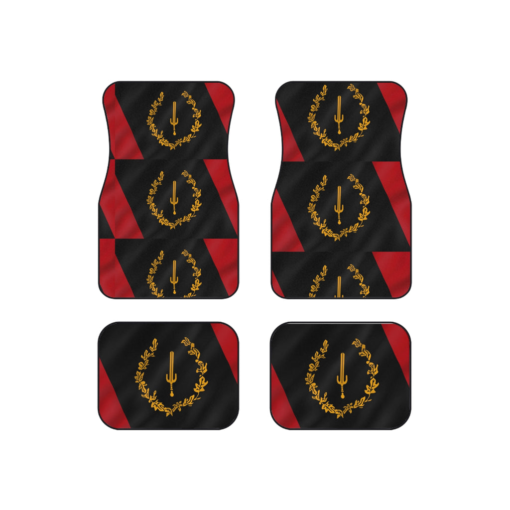 Car Mats — Black & Red Laurel Emblem Set (4-Pack)