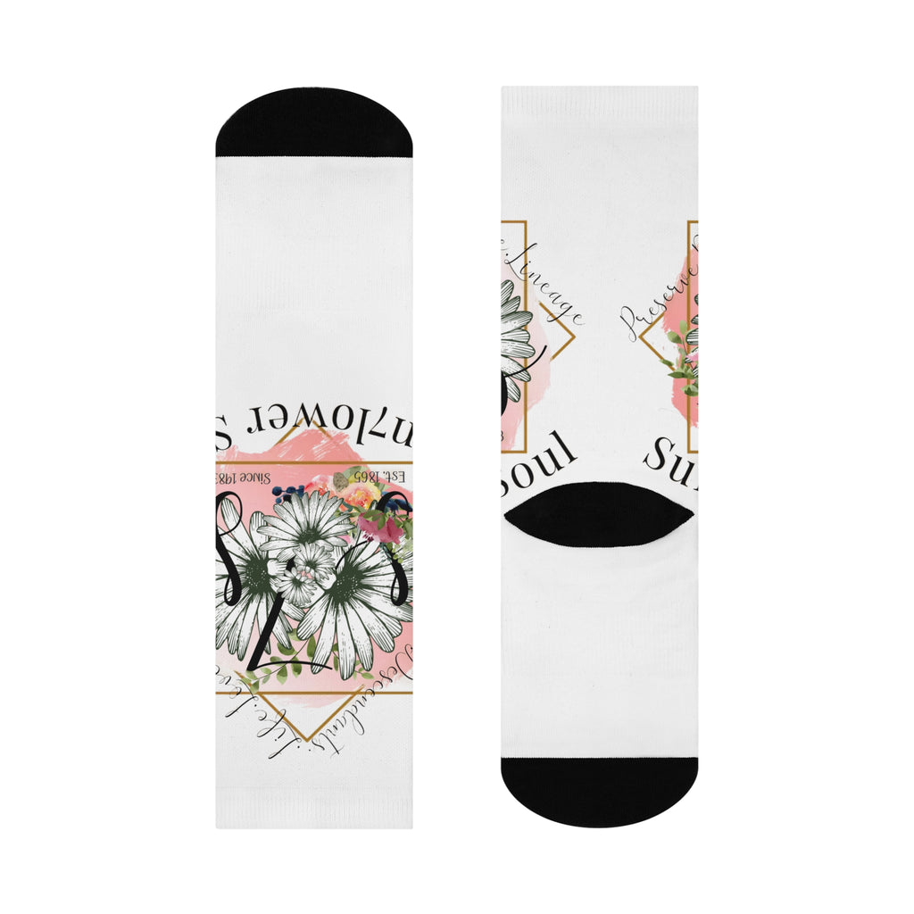 Floral Daisies Crew Socks — 'Flower Soul' Cushioned Athletic Socks