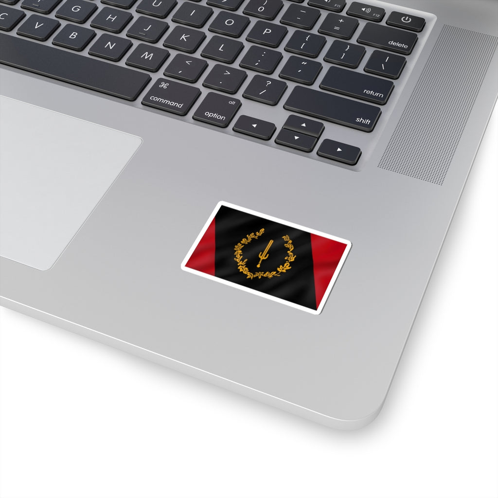 Heraldic Trident Wreath Sticker — Black & Red Decorative Kiss-Cut Vinyl