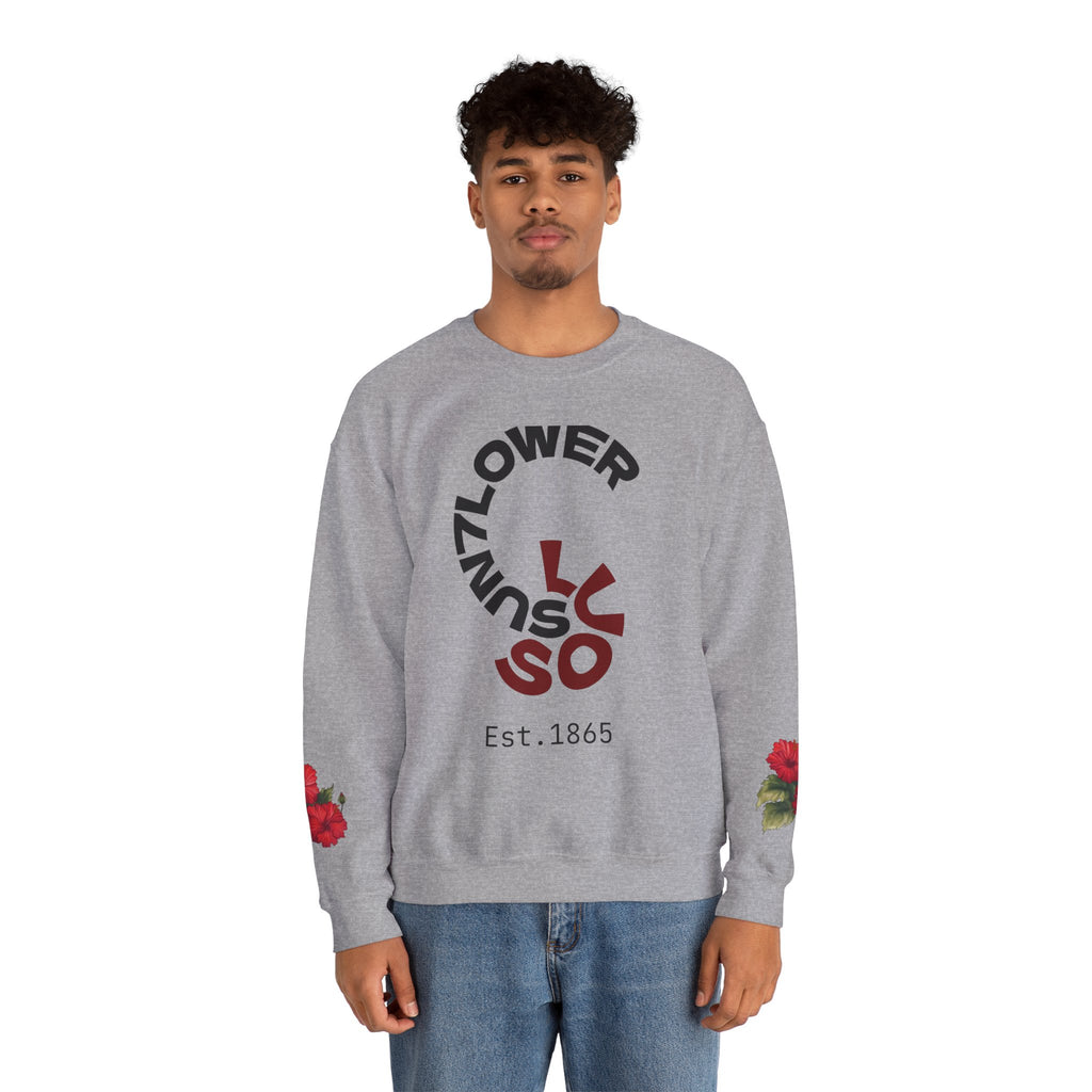 Crewneck Sweatshirt — Vintage Floral 'Sunflower' Graphic (Est. 1865)