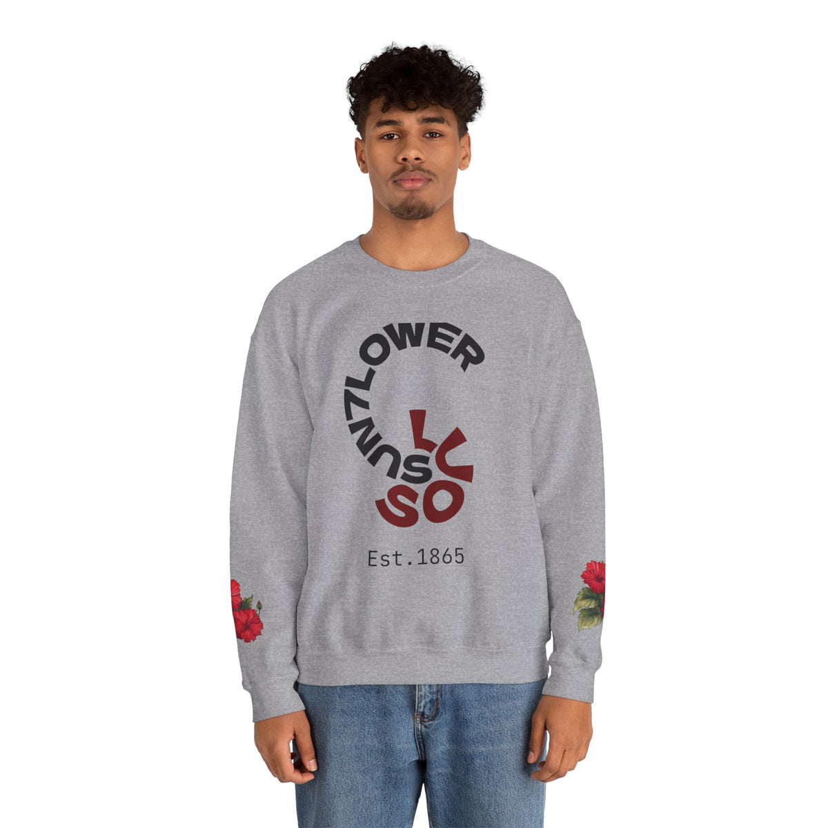 Crewneck Sweatshirt — Vintage Floral 'Sunflower' Graphic (Est. 1865)