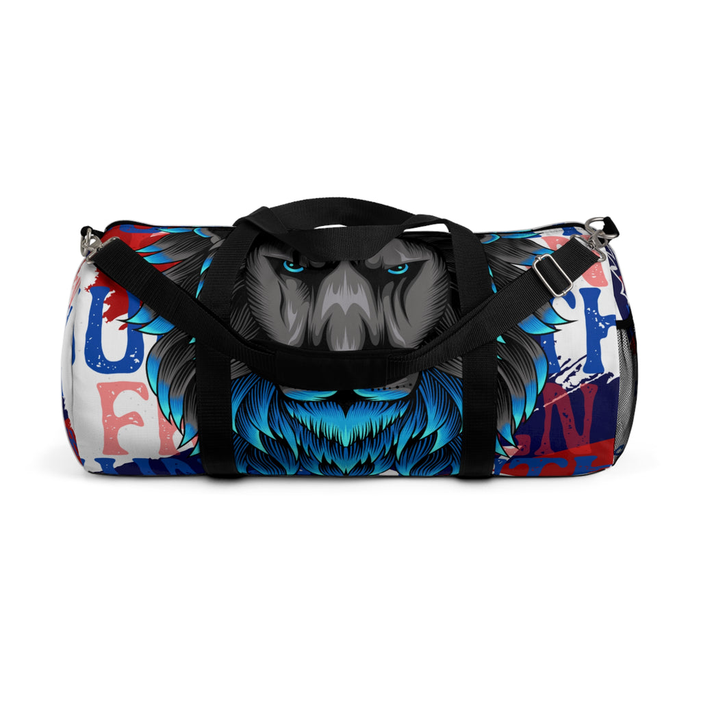 Blue Lion Graphic Duffel Bag — Bold Patriotic Street-Art Travel Bag