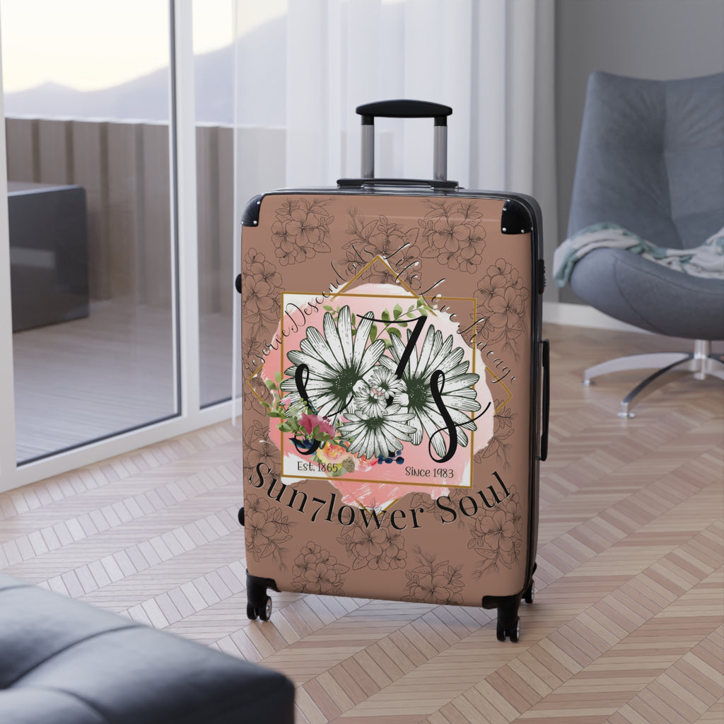Sunflower Soul Carry-On Suitcase — Floral Travel Luggage with Vintage Butterfly Design