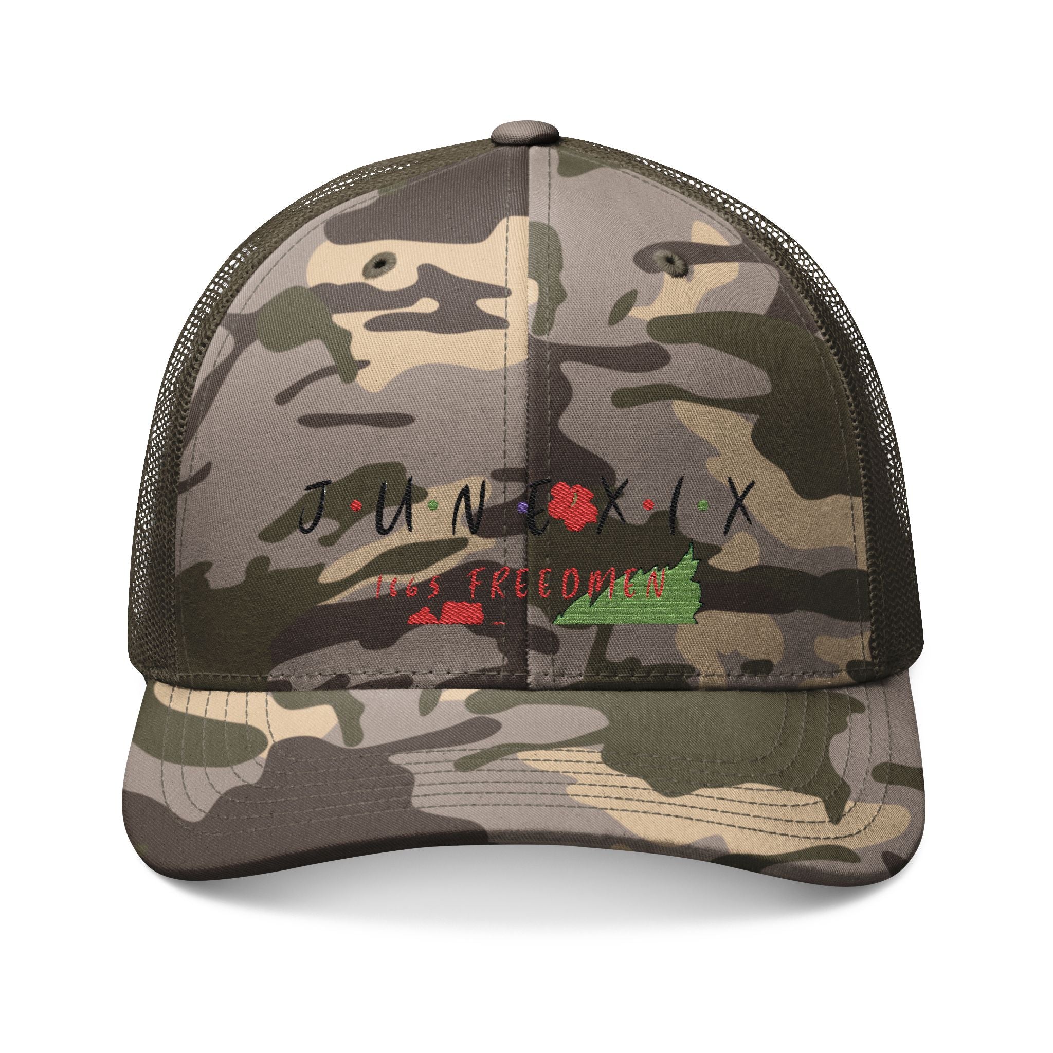 Camo Trucker Hat — Embroidered Outdoor Hunting Cap