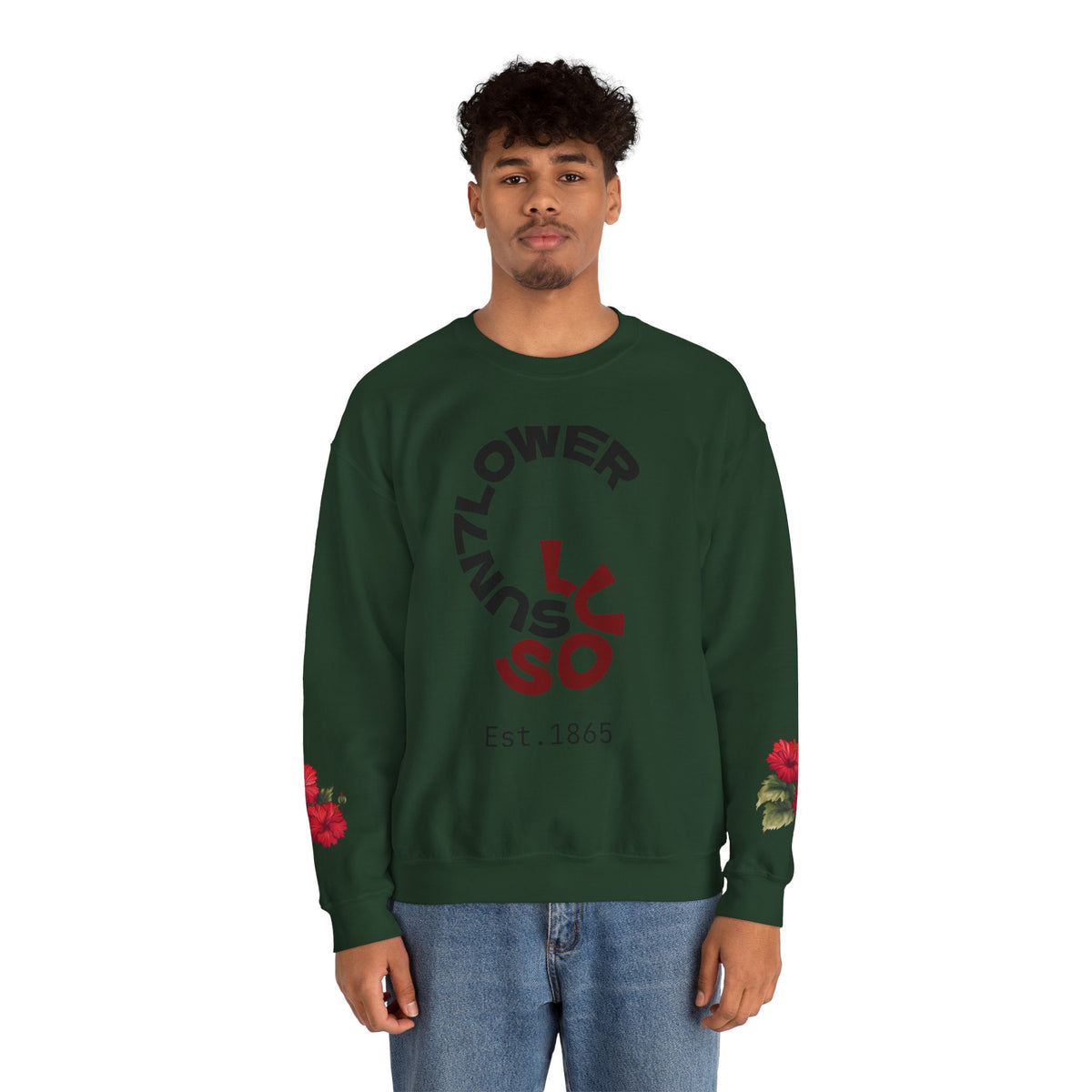 Crewneck Sweatshirt — Vintage Floral 'Sunflower' Graphic (Est. 1865)