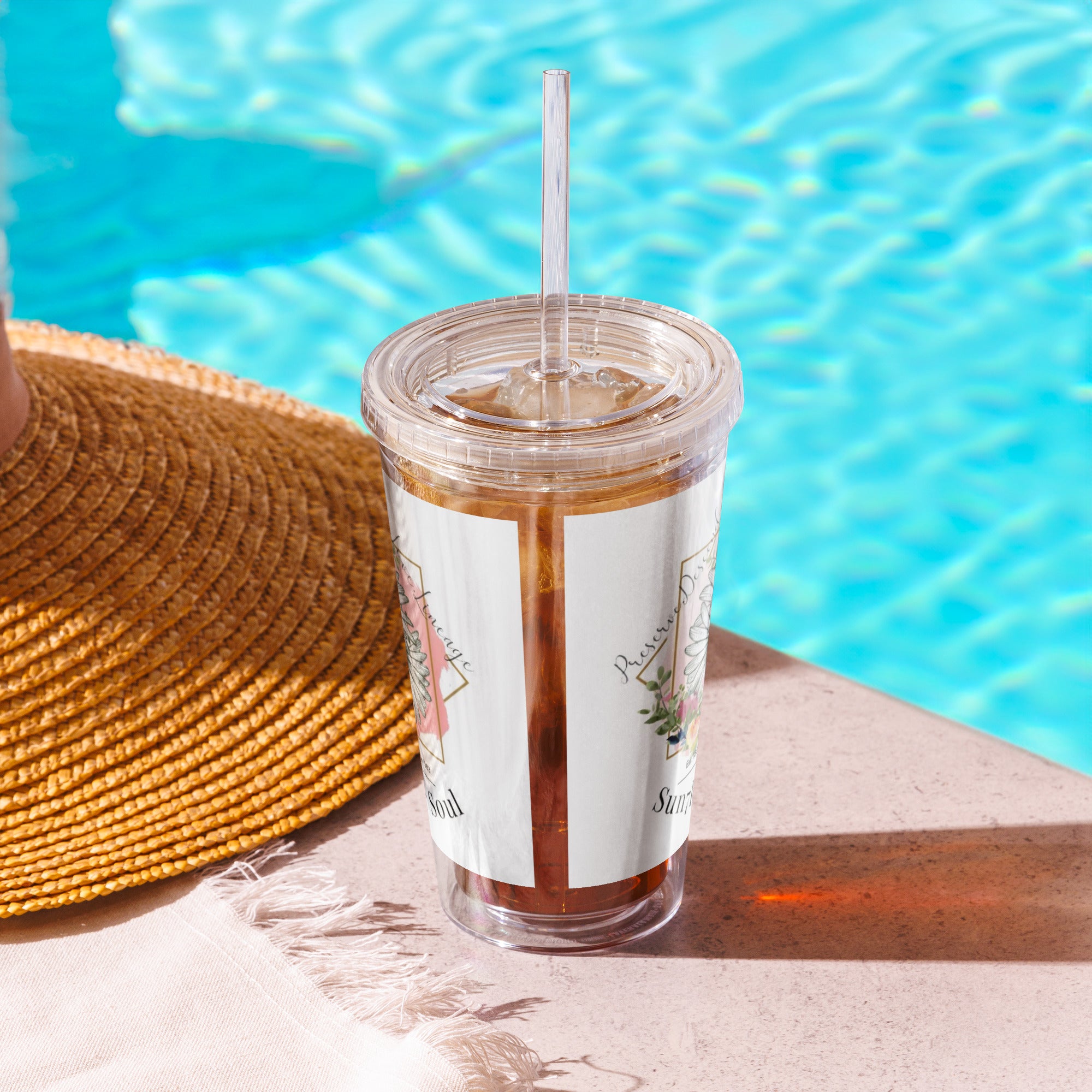 Clear plastic tumbler